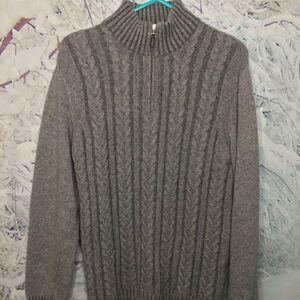 Daniele Blasi Men's Grey Wool Blend Quarter Zip Kni Sweater Italy Size L